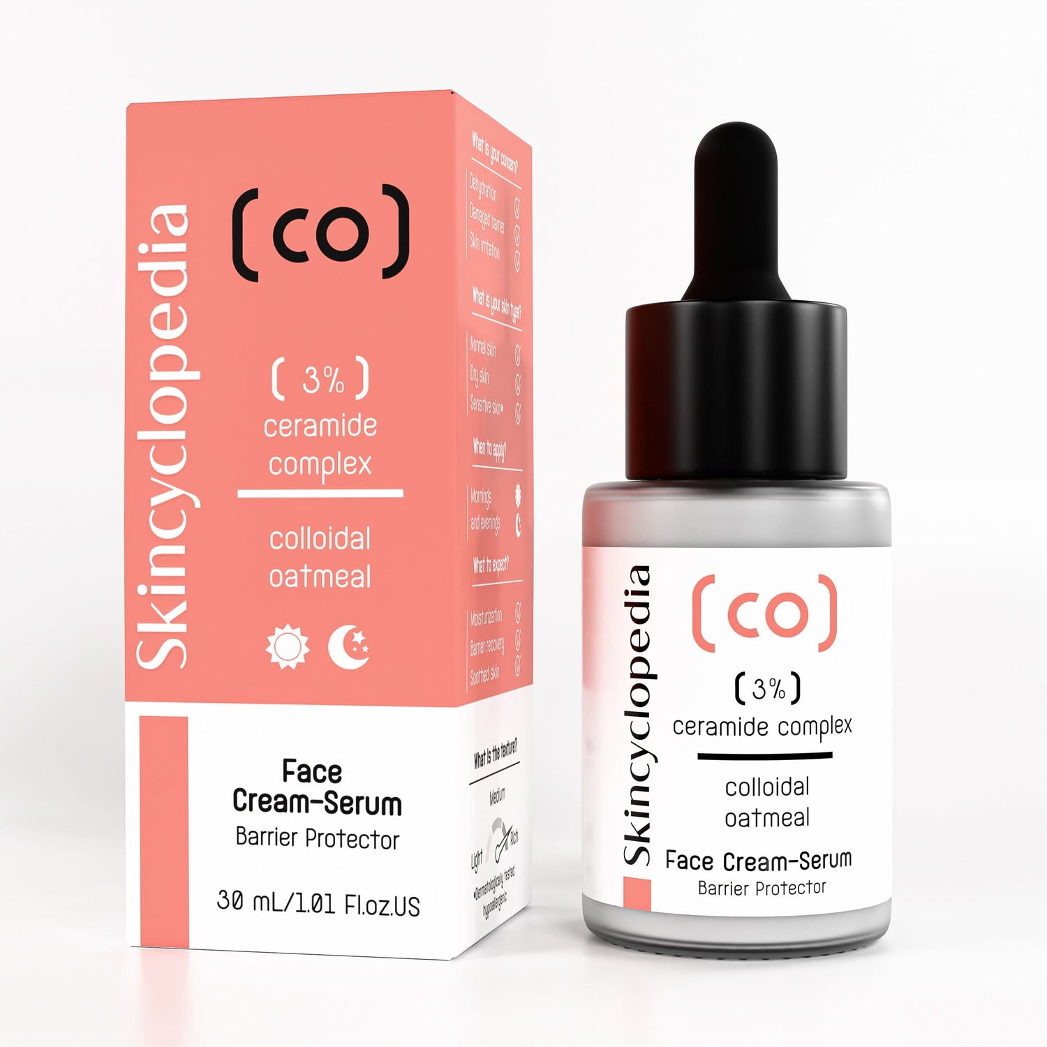 Kонцентриран овлажняващ крем-серум за лице с 3% серамиден комплекс + колоиден овес 30ml