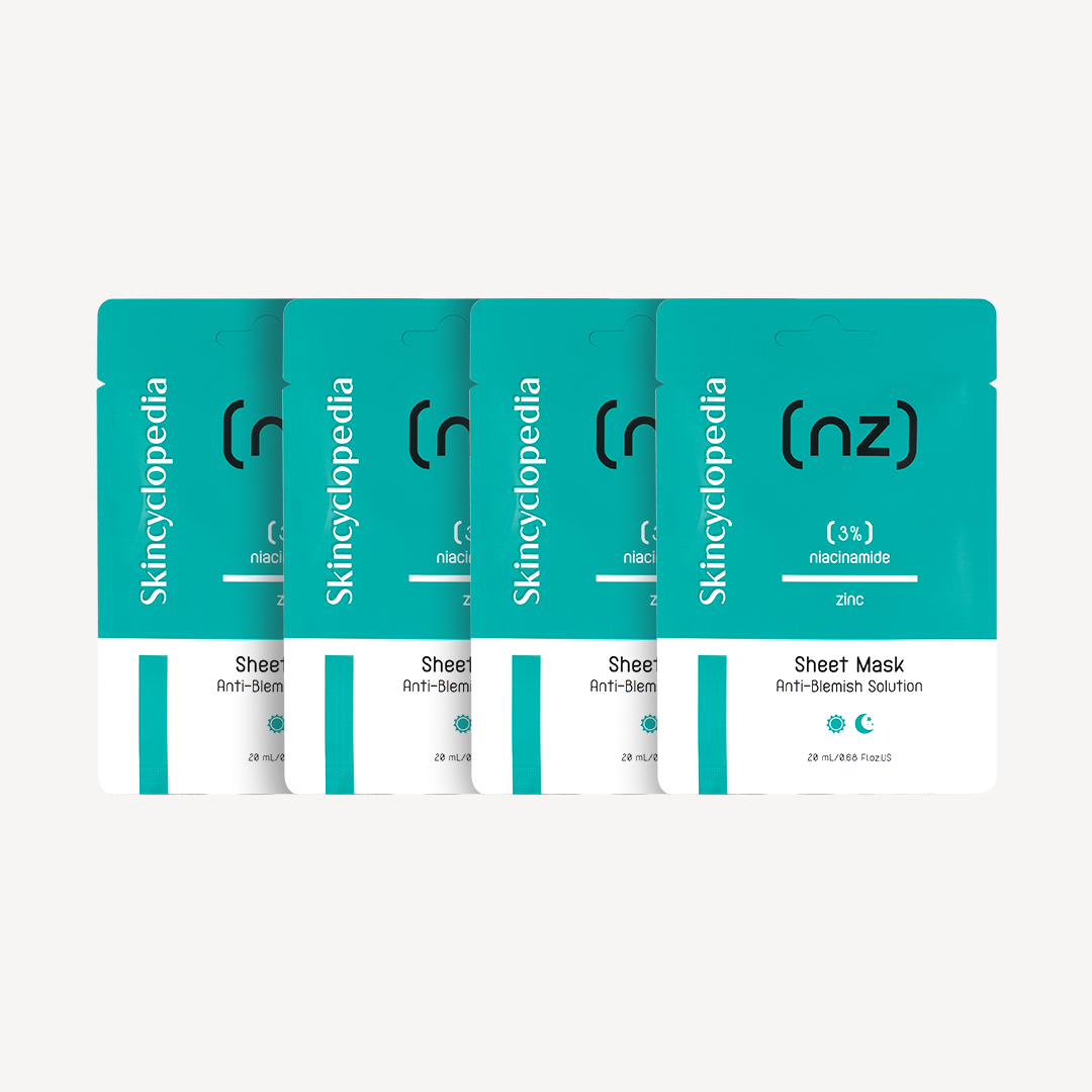 Комплект от 4 броя лист маски за лице против несъвършенства с ниацинамид и цинк 20ml
