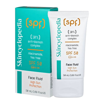 SPF 50 sunscreen facial fluid with 10% anti-blemish complex with niacinamide, tea tree and mattifying complex, 50 ml