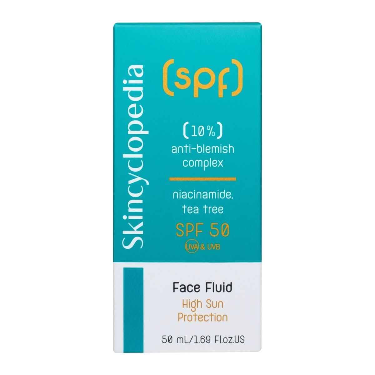 SPF 50 слънцезащитен флуид за лице с 10% комплекс против несъвършенства с ниацинамид, чаено дърво и матиращ комплекс, 50 ml - CAMCO Ltd.